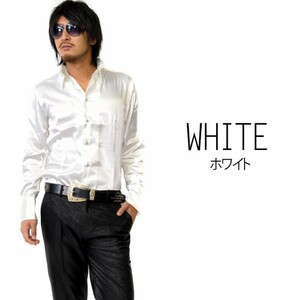 RMANICA/ロマニカ メンズ 光沢サテン素材無地長袖ドレスシャツ rm15ss-016-a-1新品ホワイトS