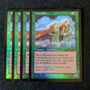 即決】MTG 30周年プロモ　多言語版　Wood Elves/ウッドウルフ　Foil 4枚セット