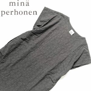 【送料無料】mina perhonen ミナペルホネン　sugar ワンピース　シュガー　36 レディース　刺繍　柄　フレンチスリーブ　コットン　綿