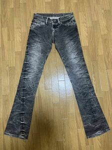  Tornado Mart lagido Chemical shoe cut Denim jeans black gray black S size 