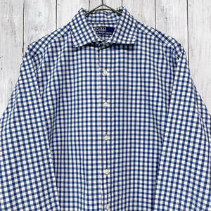 ラルフローレン Ralph Lauren チェックシャツ 長袖シャツ メンズ コットン100% サイズ16 Lサイズ 3‐877