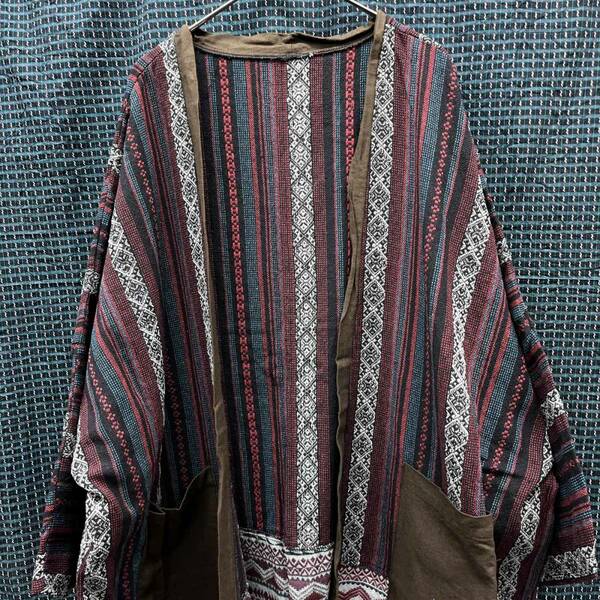 エスニック ロングコート 大きいサイズ 羽織り エスニック柄 民族柄 メンズ レディース フリーサイズ タイ製品 c-149