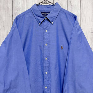 ラルフローレン Ralph Lauren YARMOUTH PINPOINT OXFORD 長袖シャツ メンズ ワンポイント コットン100% サイズ17 1/2 XL~XXLサイズ 3‐903