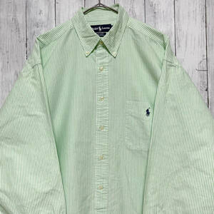 ラルフローレン Ralph Lauren BIG SHIRT ストライプシャツ 長袖シャツ メンズ ワンポイント コットン100% Lサイズ 3‐953