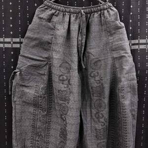  cargo pants wide pants large size ethnic race pattern men's lady's free size cotton 100% c-168