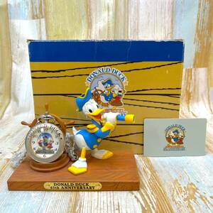 限定800個 限定品★ドナルド ダック Donald Duck 生誕 65周年記念 懐中時計 陶器製 舵 船長 フィギュア★ディズニー Disney TDL