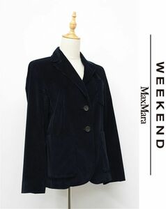 HGB-K305/イタリア製 MaxMara WEEKEND コーデュロイ テーラードジャケット ブレザー 2つボタン 総裏 センターベント 42 M~L 濃紺