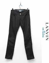 M304/LANVIN en bleu デニム ジーンズ スキニーパンツ 光沢 ストレッチ 薄手 36 S 黒_画像1