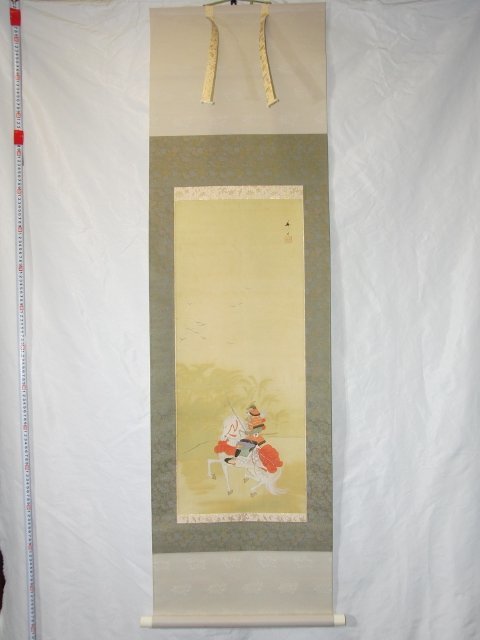 □ 玉舎春輝 □ 絹本 肉筆日本画(武者絵) “英姿” <230404023>-