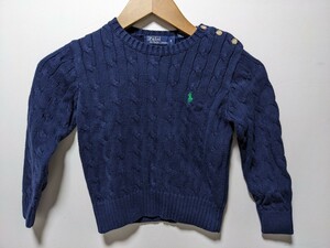 POLO by Ralph Lauren ポロ　ラルフローレン 5 ケーブルニット　ニットセーター　ニット　セーター　紺色　キッズ　子供　5サイズ　日本製