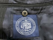 J.PRESS ジェイプレス メンズ 肩パッド ストライプ シルクMIX テーラードジャケット 春秋 AB7 黒ブルー_画像2