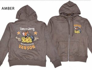 vanson×TOM＆JERRYコラボ ボンディングフルジップアップパーカー◆vanson アンバーXXLサイズ TJV-2335 バンソン ヴァンソン トムとジェリ