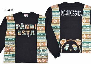 ネイティブパンダ切替BIGロングTシャツ◆PANDIESTA JAPAN ブラックXLサイズ 533953 パンディエスタジャパン ゆったりめ