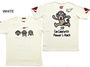 三猿半袖Tシャツ◆悟空本舗 ホワイトLサイズ LGT-5982A 和柄 和風 ゴクー お猿さん 見猿 言わ猿 聞か猿