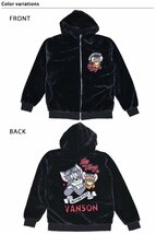 vanson×TOM＆JERRYコラボ ファージャケット◆vanson ブラックMサイズ TJV-2338 ヴァンソン バンソン トムとジェリー 刺繍_画像2