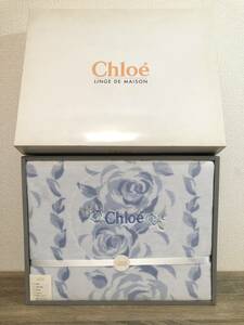 未使用 Chloe クロエ 綿毛布 綿100% 140cm×200cm 花柄 青系 引き取り可