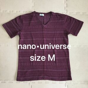 ナノユニバース nanouniverse 半袖Tシャツ Vネック 紫 サイズM 美品