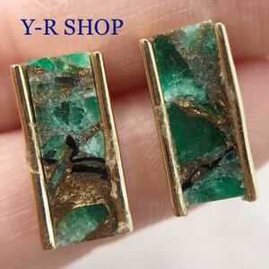  natural stone processed goods * emerald. Gold processing earrings * lady's Gold accessory color stone ethnic India jewelry new goods Y-RSHOP