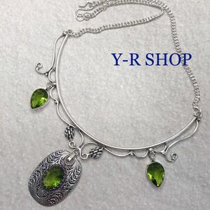  peridot. antique style necklace * lady's pendant silver 925 stamp color stone accessory ethnic India new goods Y-RSHOP