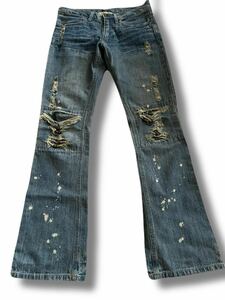 00s rare archive Gumu ifsixwasnine MUD MAX like LGB 14th addiction kmrii flared jeans pants ダメージデニム ジーンズ アーカイブ