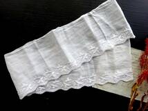 19世紀-20世紀 フランス レース アンティーク 刺繍 布 縫製 古布 カットワーク スカラップ トリム チュール リメイク_画像5