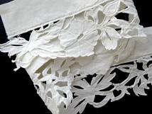19世紀-20世紀 フランス レース アンティーク 刺繍 布縫製 古布 カットワーク スカラップ トリム チュール リメイク_画像3
