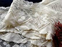 20世紀初期 フランス レース アンティーク 刺繍 布 縫製 古布 カットワーク スカラップ トリム チュール リメイク_画像2