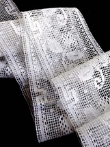19世紀-20世紀 フランス アンティーク 162cm レース 刺繍 布 縫製 古布 カットワーク スカラップ トリム チュール リメイク パーツ _画像5