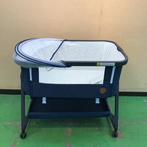 HZDMJ crib blue × white newborn baby ... bed present condition goods 