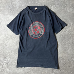 雰囲気系 80s USA製 Champion カレッジ プリント 半袖 Tシャツ M / 80年代 アメリカ製 チャンピオン ビンテージ ネイビー