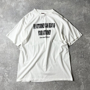 90s 企業物 メッセージ プリント 半袖 Tシャツ XL / 90年代 オールド シングル 企業 弁護士 白