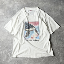 90s USA製 アニマル アート プリント 半袖 Tシャツ XXL / 90年代 アメリカ製 オールド シングル ステッチ ホワイト 白_画像1