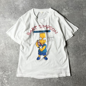 雰囲気系 90s シンプソンズ バート シンプソン プリント 半袖 Tシャツ / 90年代 オールド キャラクター キャラ シングル 白 SIMPSONS