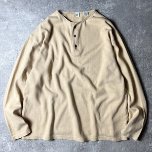 00s GAP ヘンリーネック リブ編み 長袖 Tシャツ L / 00年代 オールド ギャップ ナチュラル コットン カットソー ロンT