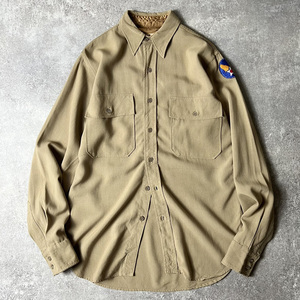 50s OFFICERS SHIRT ミリタリー タイプ マチ付き 長袖 レーヨン シャツ 14 1/2 / 50年代 ビンテージ エアフォース アーミー