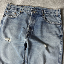 ヒゲ 00s Levis 505 カットオフ クラッシュ デニム パンツ 38 / 00年代 リーバイス ダメージ メキシコ製 ビンテージ ジーンズ ジーパン_画像2