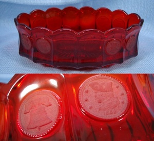 フォストリア ルビー レッド コイン オーバル ボウル ガラス 菓子器 ビンテージ Fostoria Ruby Red Coin Oval Bowl