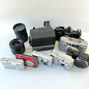 神102-672★ カメラ レンズ まとめ売り 10点セット ジャンク ポラロイド LUMIX Canon AE-1 COOLPIX デジカメ フィルムカメラ