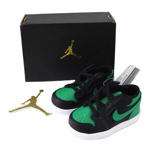 NIKE Nike Jordan 1 LOW ALT baby shoes sneakers 8cm CI3436-065 black / Lucky green / white / black 