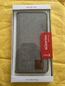 iPhone X for Skinarma shell case notebook type case Aki Collection Mist Light Grey I8AKI-LG007