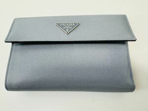 ∂ PRADA プラダ ナイロン レザー 3つ折り財布 M510 グレー箱入 【未使用品】 /247949/1026-90 