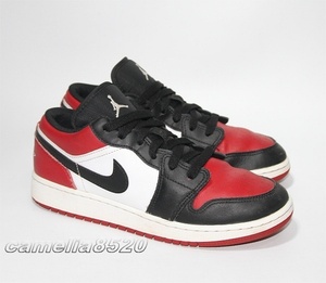 ナイキ エア ジョーダン 1 ロー GS 553560-612 ホワイト / ブラック / レッド US6Y 24cm 中古 美品 NIKE AIR JORDAN 1 LOW GS