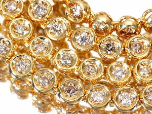 1円～【ジュエリー極】豪華な輝き 上質天然ブラウンダイヤモンド4.0ct 超高級K18YGフルエタニティネックレス k7570irm【送料無料】