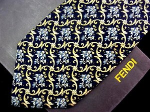 ♪今週の特売980円～♪1325♪状態並品【FENDI】フェンディ【花 植物 柄】ネクタイ♪