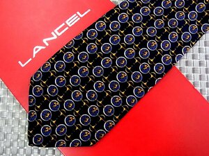 ♪32931C♪良品【人 メダル 金具 柄】ランセル【LANCEL】ネクタイ