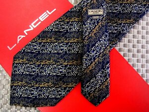 ♪32929C♪良品【蔓 蔦 植物 ストライプ 柄】ランセル【LANCEL】ネクタイ