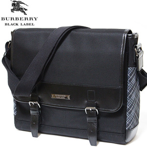 新品！バーバリーブラックレーベル レザー バリスティックナイロン ショルダーバッグ メッセンジャーバッグBURBERRY BLACK LABELチェック