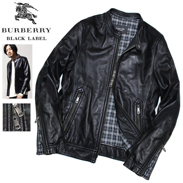 Yahoo!オークション -「burberry black label レザーライダース」(男性