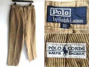  редкий 90s-00s Vintage Polo by Ralph Lauren Ralph Lauren Logo нашивка вельвет брюки W32 бежевый 