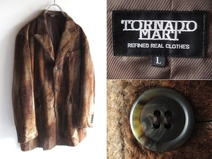  rare 00s Neo Vintage TORNADO MART Tornado Mart fake fur animal pie ru Short Chesterfield coat long jacket L Y2K